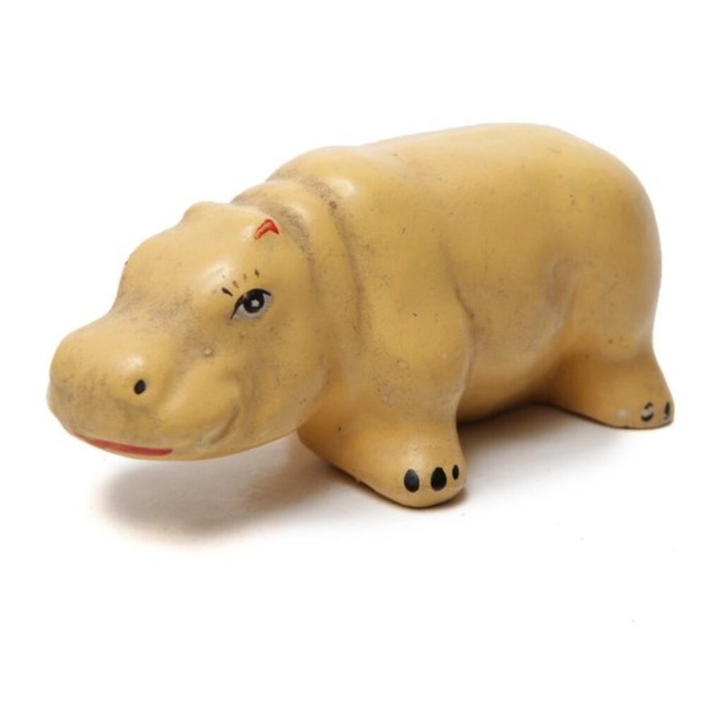 Vintage Ceramic Hippo Figurine Hippopotamus Kitch Hand Painted Art Decor Retro